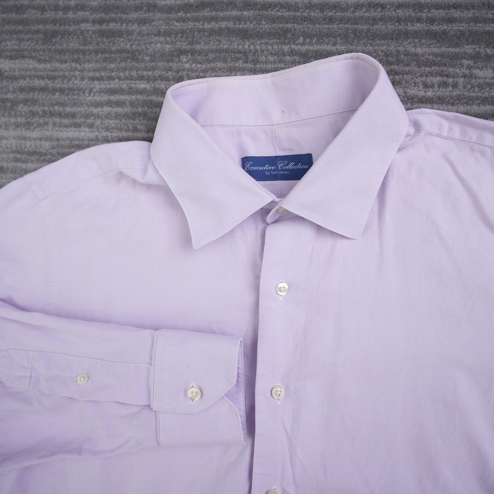Executive Collection Tom James Men Dress Shirt Purple Textured Long Sleeve XL